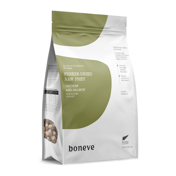 Boneve Freeze-dried Raw Prey Chicken and Salmon Recipe for Cats (80g/220g)