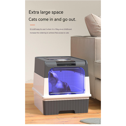 Fully Enclosed Cat Litter Box with Rechargeable UV