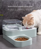 2-in1 Rotatable Pet Feeder bowl with Water dispenser  for Dogs and Cats - grey