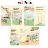 Elevated pet food bowl with water dispenser -Green