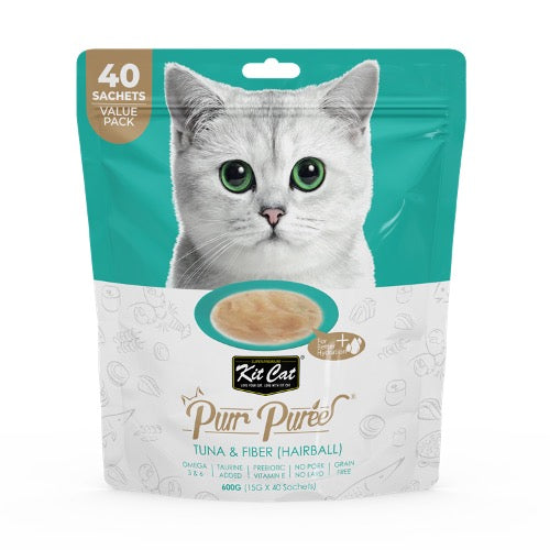 Kit Cat Pur Puree Value Pack - Tuna & Fiber (Hairball)  40s