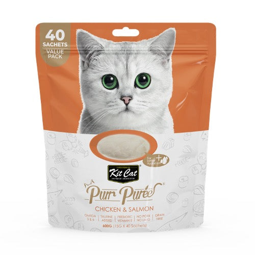 Kit Cat Pur Puree Value Pack - Chicken & Salmon (Hairball)  40s