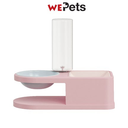 Elevated pet food bowl with water dispenser -Pink